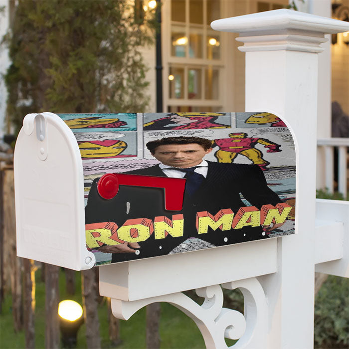 Iron Man X Robert Downey Jr Comic Canvas Magnetic Mailbox Cover 18" X 21" Outdoor Decor