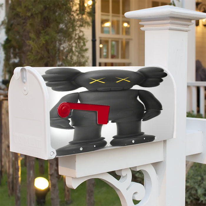 Kaws Companion Open Edition Vinyl Black Magnetic Mailbox Cover 18" X 21" Outdoor Decor