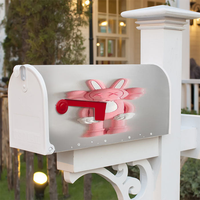 Kaws X Pink Rabbit Magnetic Mailbox Cover 18" X 21" Outdoor Decor