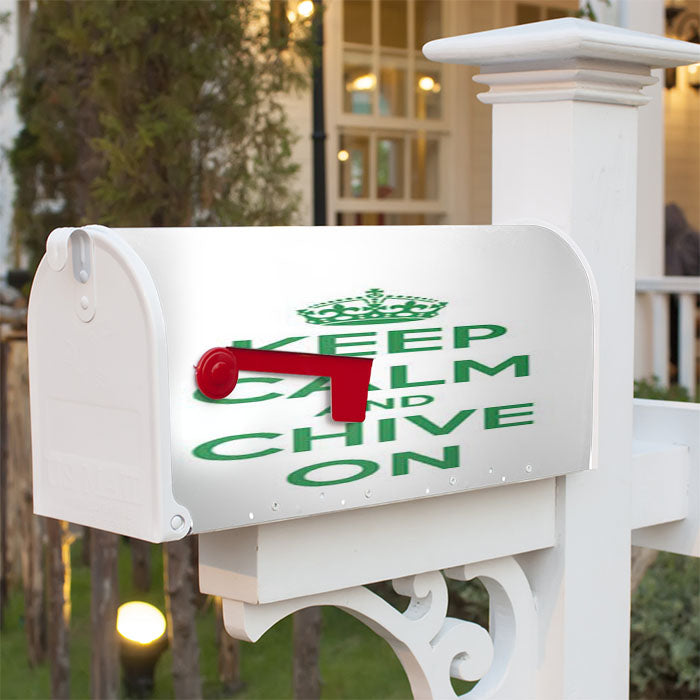 Keep Calm Chive On Green White Magnetic Mailbox Cover 18" X 21" Outdoor Decor