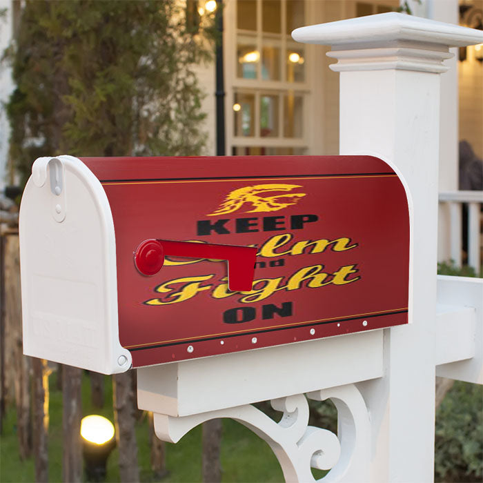 Keep Calm Fight On Usc Magnetic Mailbox Cover 18" X 21" Outdoor Decor
