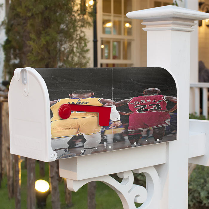 Lebron James And Jordan Nba Magnetic Mailbox Cover 18" X 21" Outdoor Decor