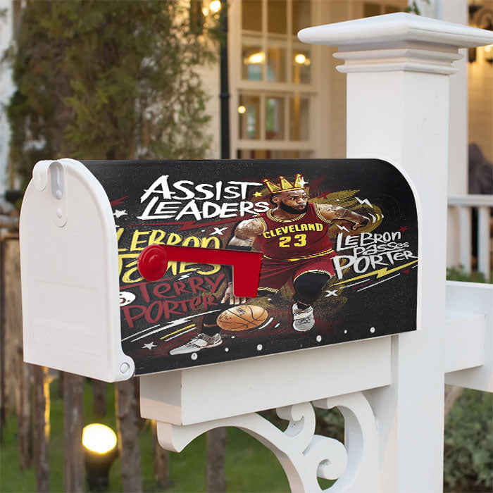 Lebron James Doodle Nba Legend Magnetic Mailbox Cover 18" X 21" Outdoor Decor