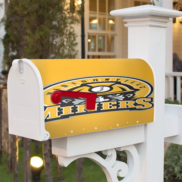 Madisonn Ville Miner Baseball Logo Gold Magnetic Mailbox Cover 18" X 21" Outdoor Decor