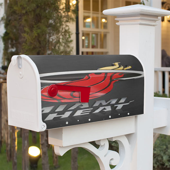 Miami Heat Metal Glossy Logo Magnetic Mailbox Cover 18" X 21" Outdoor Decor