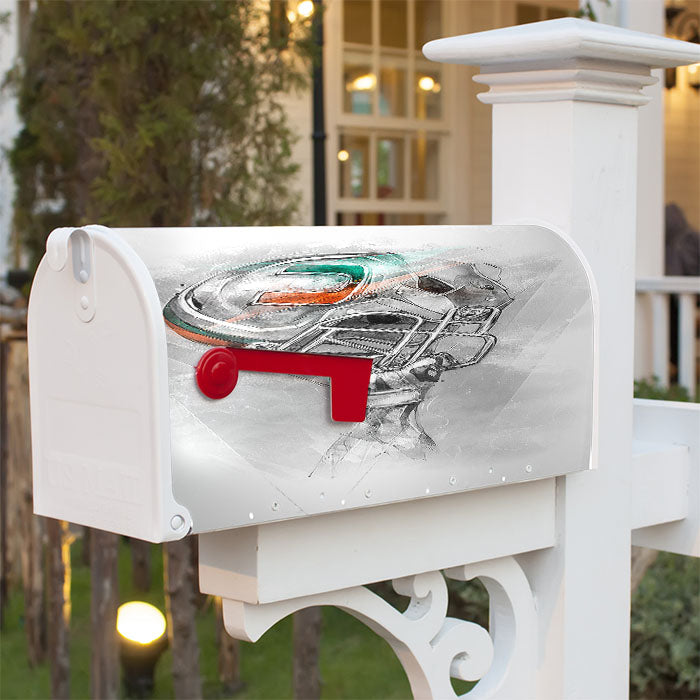 Miami Hurricanes Helmets Magnetic Mailbox Cover 18" X 21" Outdoor Decor