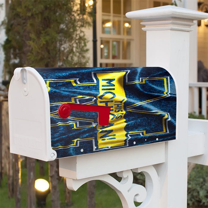 Michigan Flag Art Blue Magnetic Mailbox Cover 18" X 21" Outdoor Decor