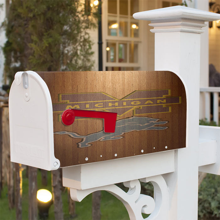Michigan Lions Logo Wood Wallpaper Magnetic Mailbox Cover 18" X 21" Outdoor Decor