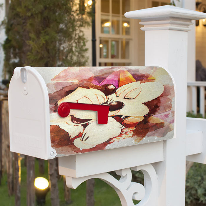 Mickey And Minnie Mouse Watercolour Magnetic Mailbox Cover 18" X 21" Outdoor Decor