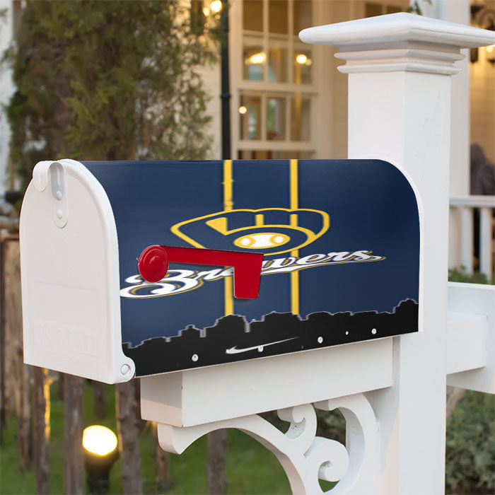 Milwaukee Brewers Mlb Team Magnetic Mailbox Cover 18" X 21" Outdoor Decor