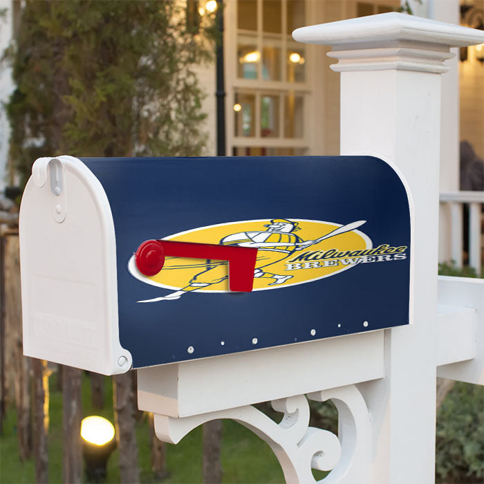 Milwaukee Brewers Player Cartoon Magnetic Mailbox Cover 18" X 21" Outdoor Decor
