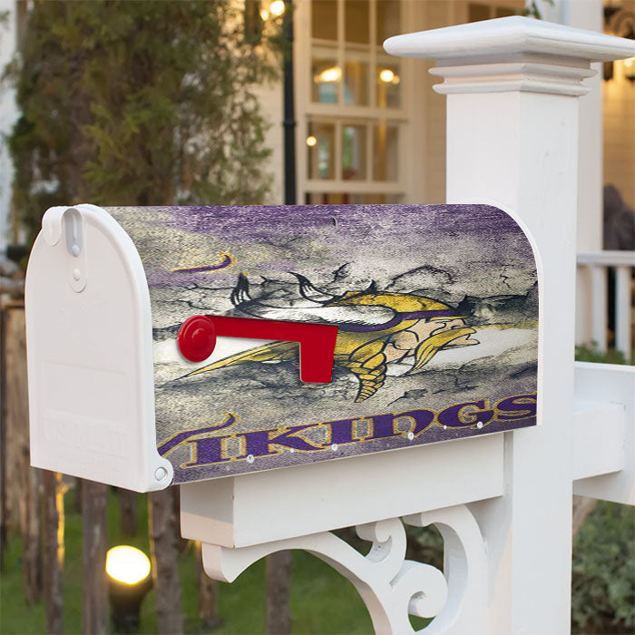 Minnesota Vikings Grunge Logo Magnetic Mailbox Cover 18" X 21" Outdoor Decor