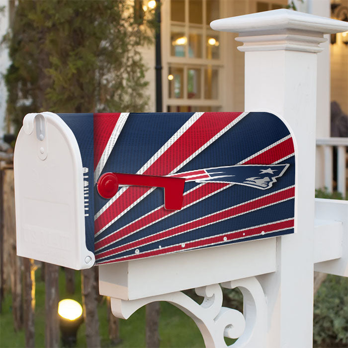 New England Patriots Stripe Wallpaper Magnetic Mailbox Cover 18" X 21" Outdoor Decor