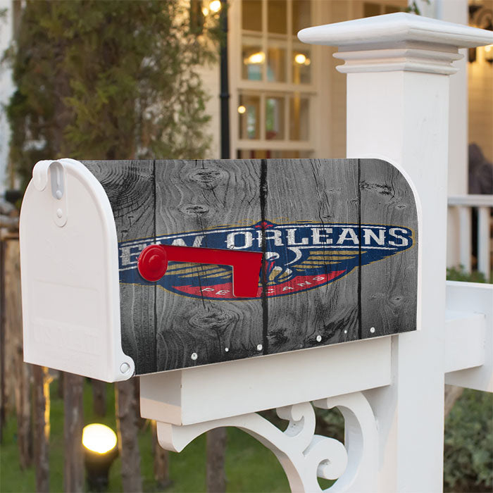 New Orleans Pelican Nba Logo Dark Wood Wallpaper Magnetic Mailbox Cover 18" X 21" Outdoor Decor