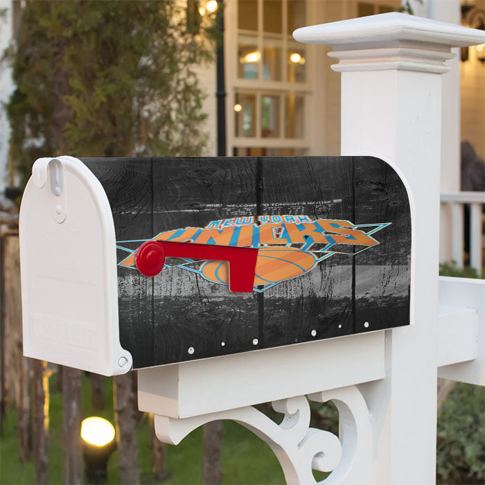 New York Knicks Stadium Logo Dark Wood Wallpaper Magnetic Mailbox Cover 18" X 21" Outdoor Decor
