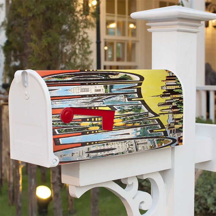 Oakland Postcard 2 Magnetic Mailbox Cover 18" X 21" Outdoor Decor