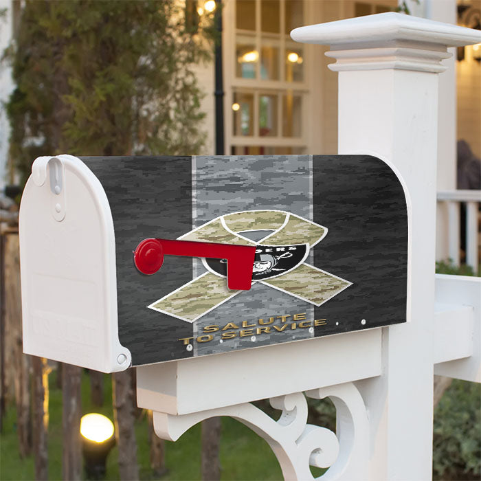 Oakland Raiders Salute To Service Magnetic Mailbox Cover 18" X 21" Outdoor Decor