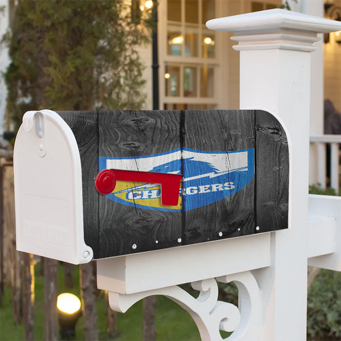 Old Los Angeles Chargers Nfl Logo Dark Wood Wallpaper Magnetic Mailbox Cover 18" X 21" Outdoor Decor