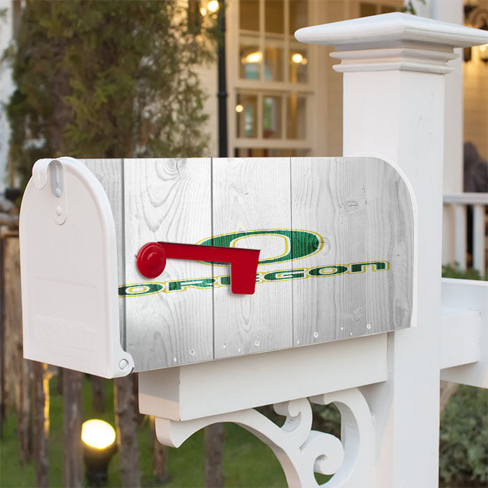 Oregon Ducks University Nfl Logo White Wood Wallpaper Magnetic Mailbox Cover 18" X 21" Outdoor Decor