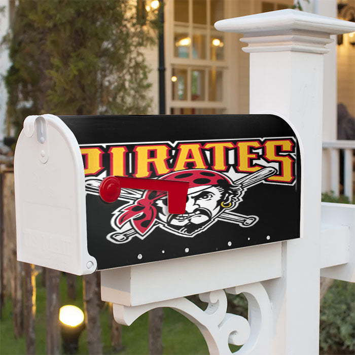 Pittsburgh Pirates Black Background Magnetic Mailbox Cover 18" X 21" Outdoor Decor