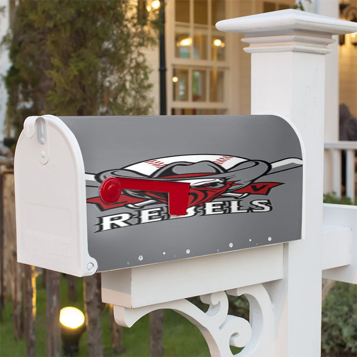 Rebels Baseball Logo Gray Magnetic Mailbox Cover 18" X 21" Outdoor Decor