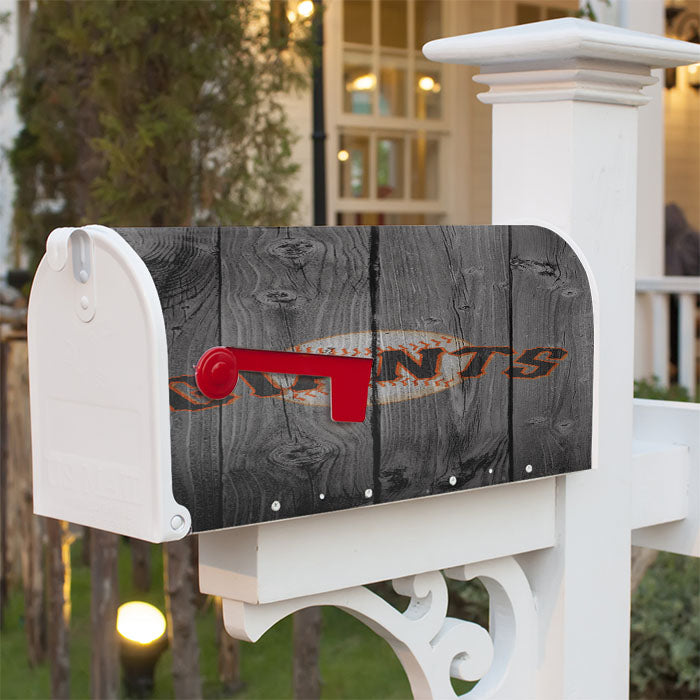 San Francisco Giants Mlb Logo Dark Wood Wallpaper Magnetic Mailbox Cover 18" X 21" Outdoor Decor
