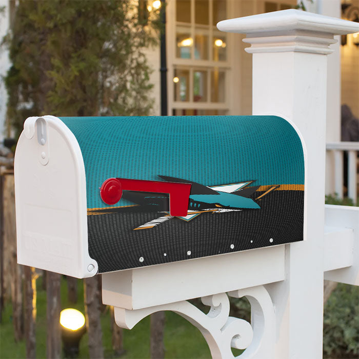 San Jose Sharks Logo Jersey Magnetic Mailbox Cover 18" X 21" Outdoor Decor