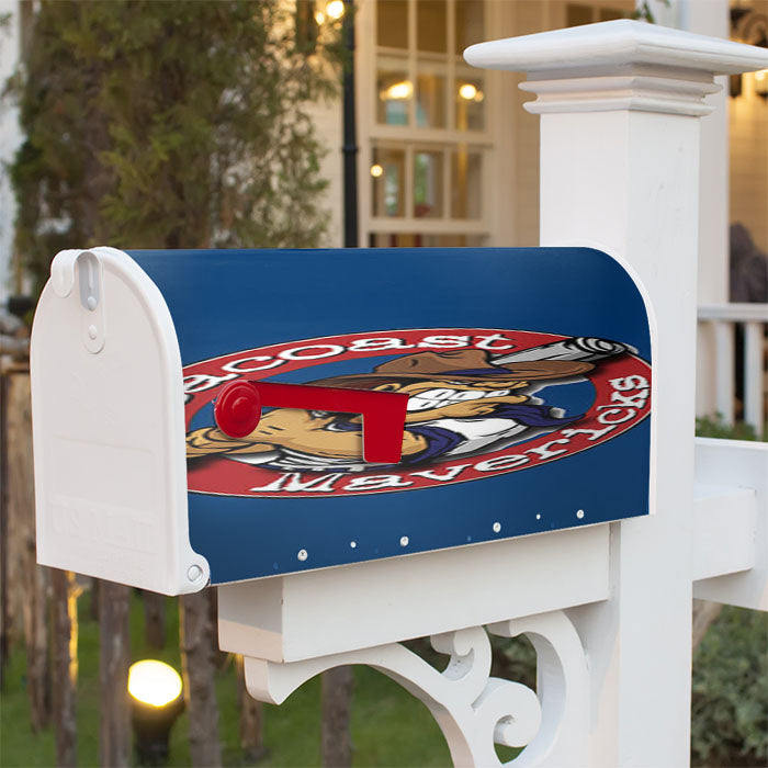 Seacoast Mavericks Baseball Logo Blue Magnetic Mailbox Cover 18" X 21" Outdoor Decor