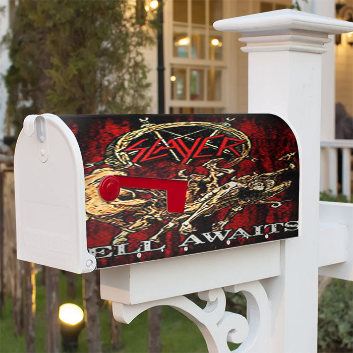 Slayer Hell Awaits Black Metal Band Magnetic Mailbox Cover 18" X 21" Outdoor Decor