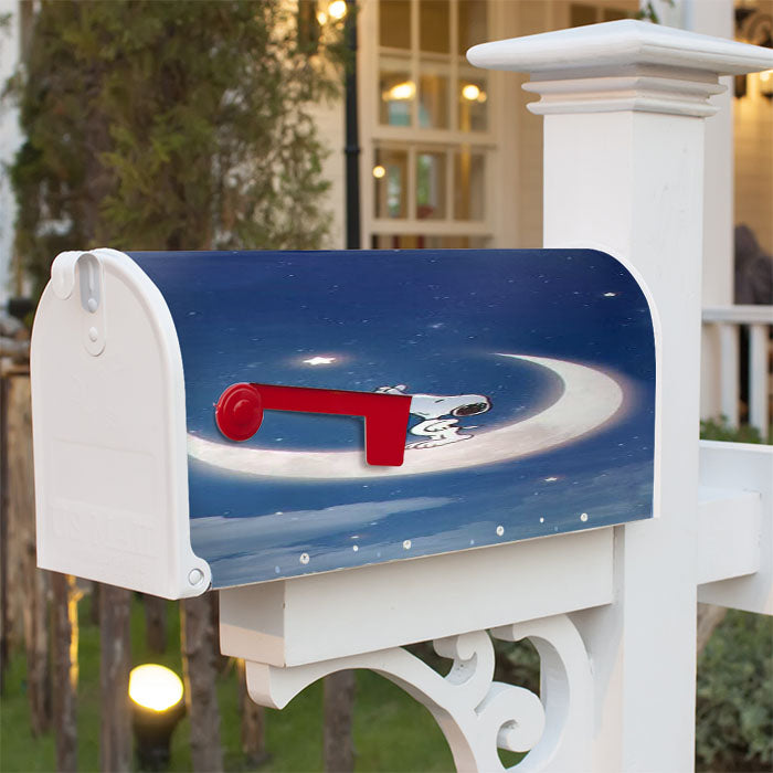 Snoopy Peanuts In Moon Magnetic Mailbox Cover 18" X 21" Outdoor Decor