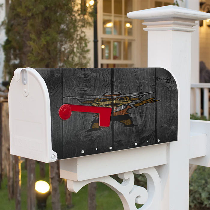Texas Longhorns Bull Logo Dark Wood Wallpaper Magnetic Mailbox Cover 18" X 21" Outdoor Decor
