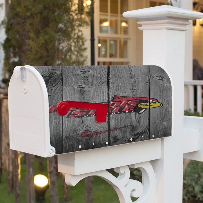 University Of Illinois State Redbirds Logo Dark Wood Wallpaper Magnetic Mailbox Cover 18" X 21" Outdoor Decor