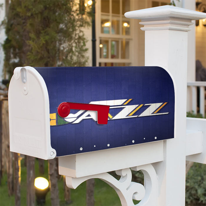 Utah Jazz Hardwood Wallpaper Magnetic Mailbox Cover 18" X 21" Outdoor Decor