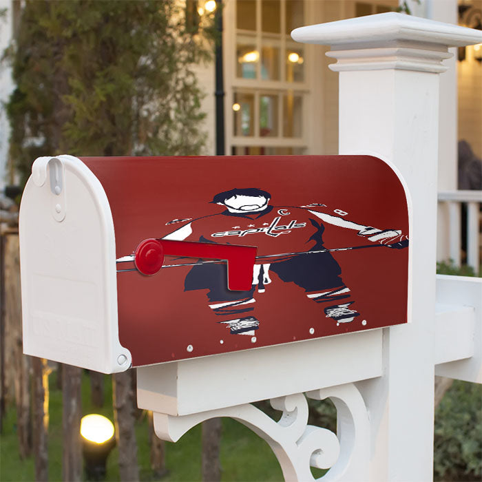 Washington Capitals Alexander Ovechkin Silhouette Magnetic Mailbox Cover 18" X 21" Outdoor Decor