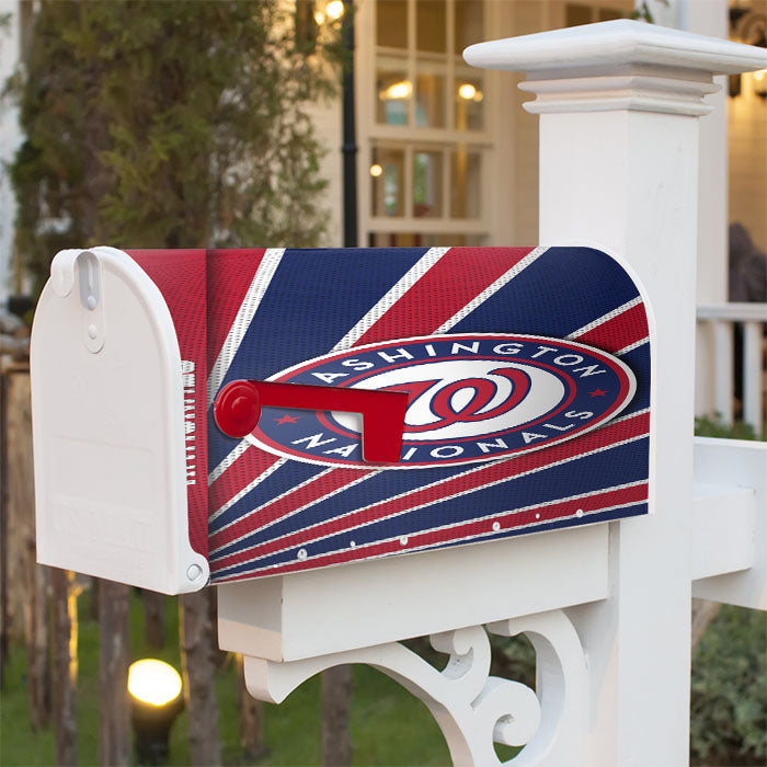 Washington Nationals Stripe Wallpaper Magnetic Mailbox Cover 18" X 21" Outdoor Decor