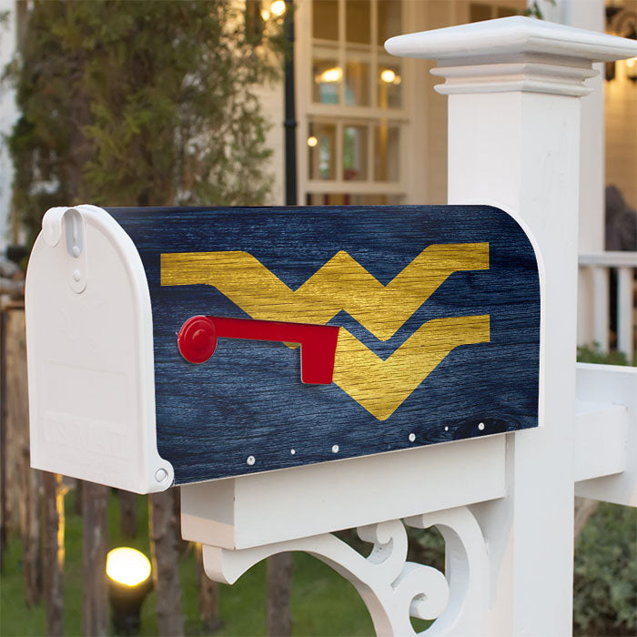 West Virginia Logo Wood Wallpaper Magnetic Mailbox Cover 18" X 21" Outdoor Decor