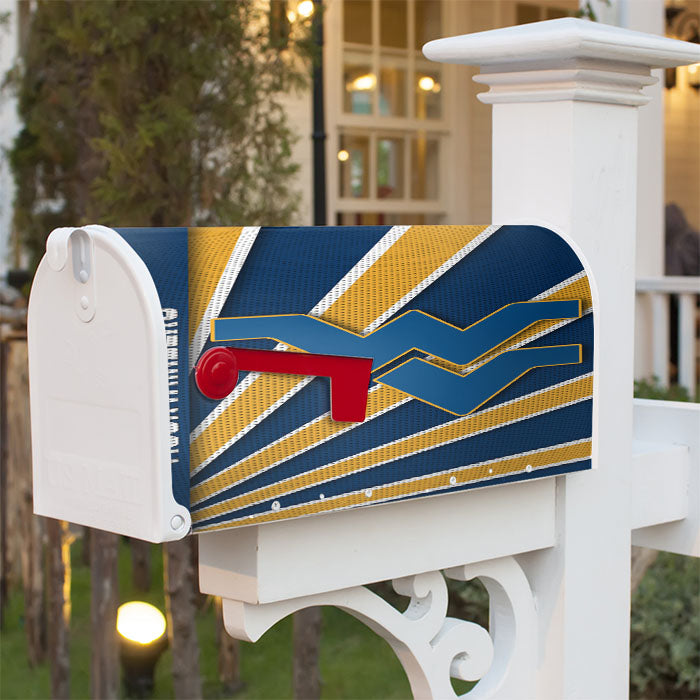 West Virginia Mountaineers Stripe Wallpaper Magnetic Mailbox Cover 18" X 21" Outdoor Decor
