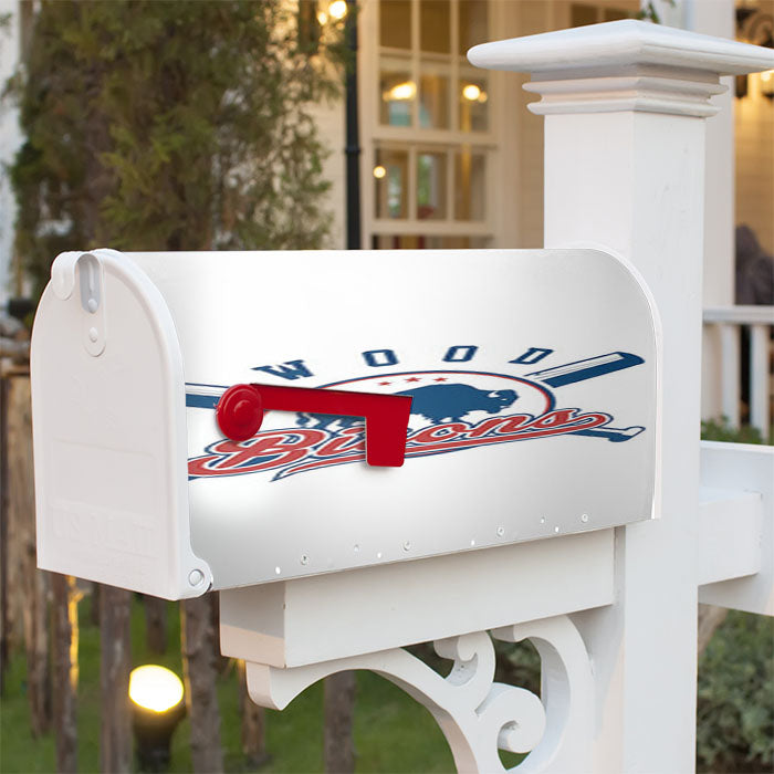 Wood Bisons Baseball Loogo White Magnetic Mailbox Cover 18" X 21" Outdoor Decor