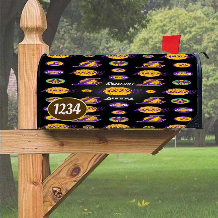 Los Angeles Lakers Logo Pattern Magnetic Mailbox Cover 18" X 21" Outdoor Decor