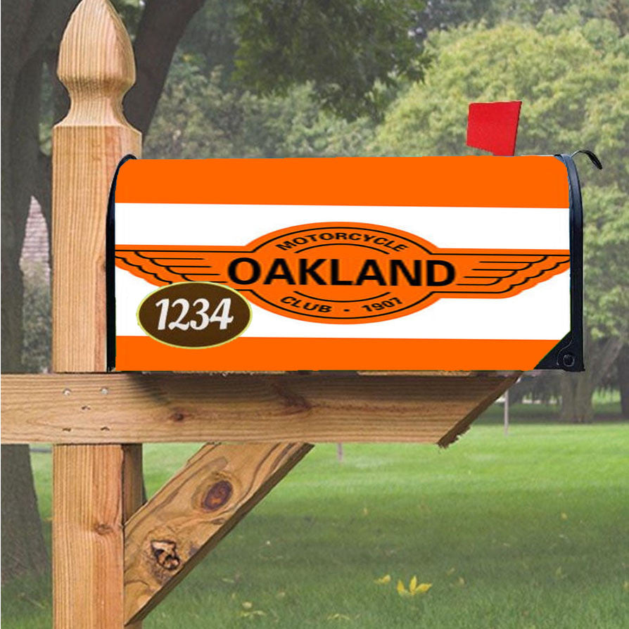 Motorcycle Oakland Club Magnetic Mailbox Cover 18" X 21" Outdoor Decor