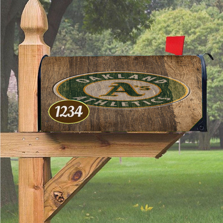 Oakland Athletics Logo Wood Magnetic Mailbox Cover 18" X 21" Outdoor Decor