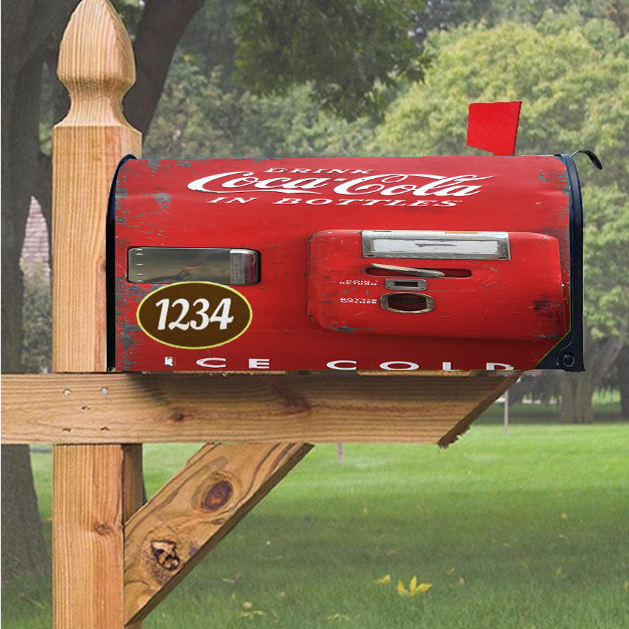 Old Coca Cola Ice Cold Vending Machine Magnetic Mailbox Cover 18" X 21" Outdoor Decor