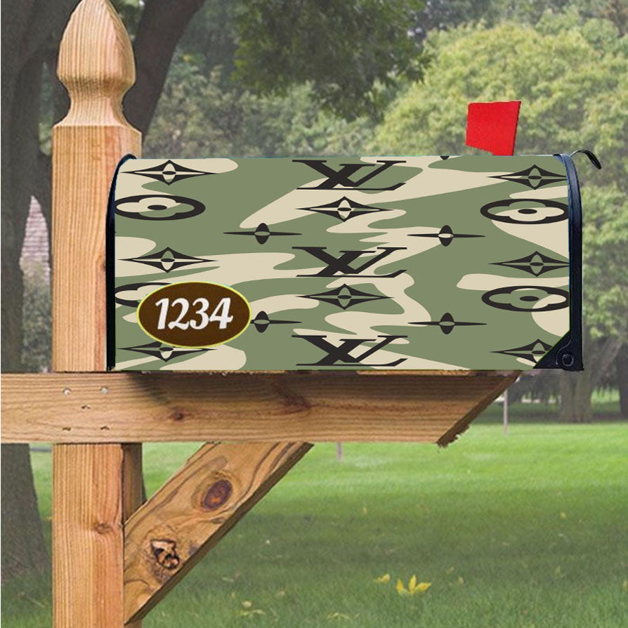 Louis Vuitton Camo 2 Magnetic Mailbox Cover 18" x 21" Outdoor Decor