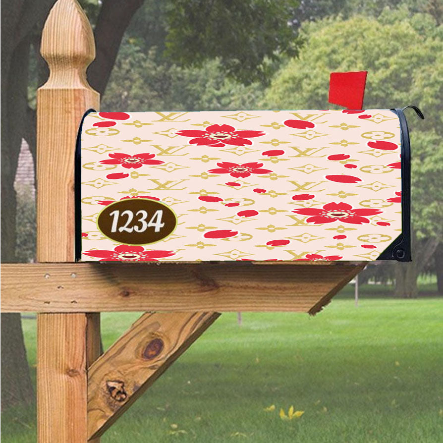 Louis Vuitton Cream Red Magnetic Mailbox Cover 18" x 21" Outdoor Decor