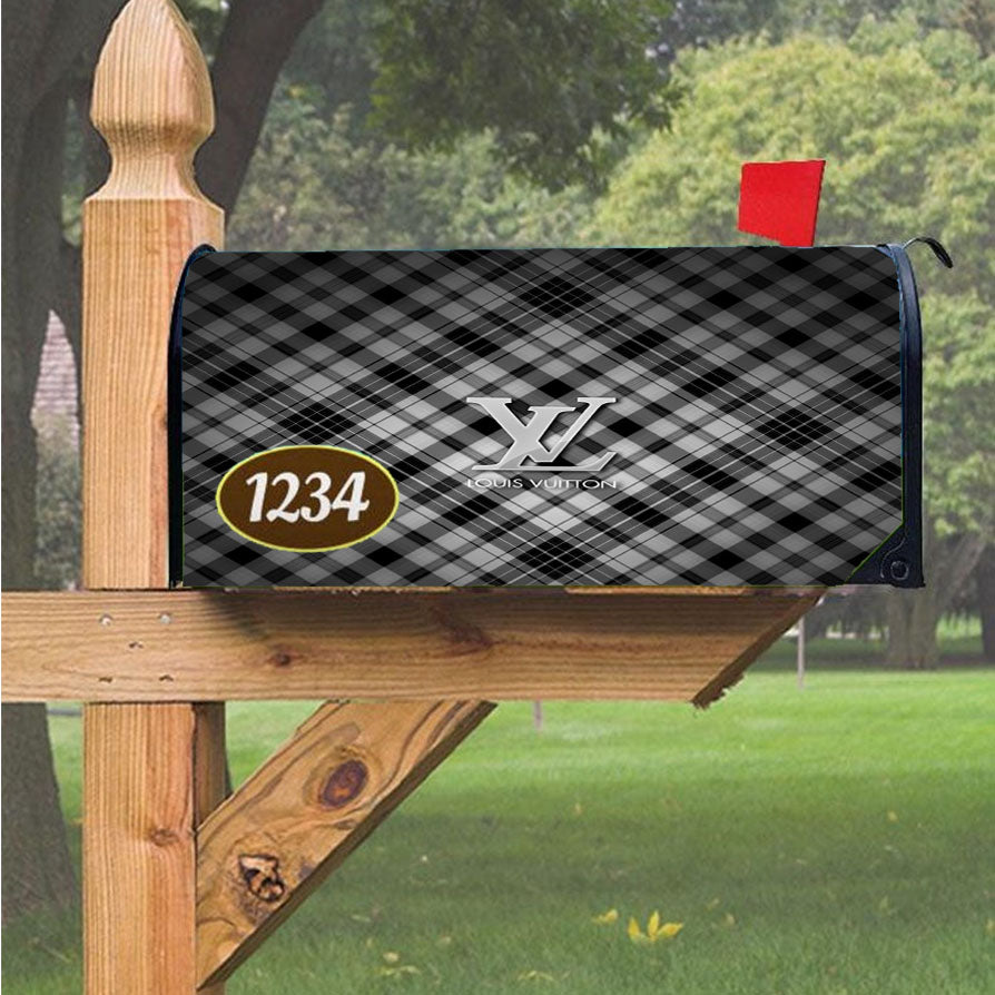 Louis Vuitton Logo In Silver Style Magnetic Mailbox Cover 18" x 21" Outdoor Decor