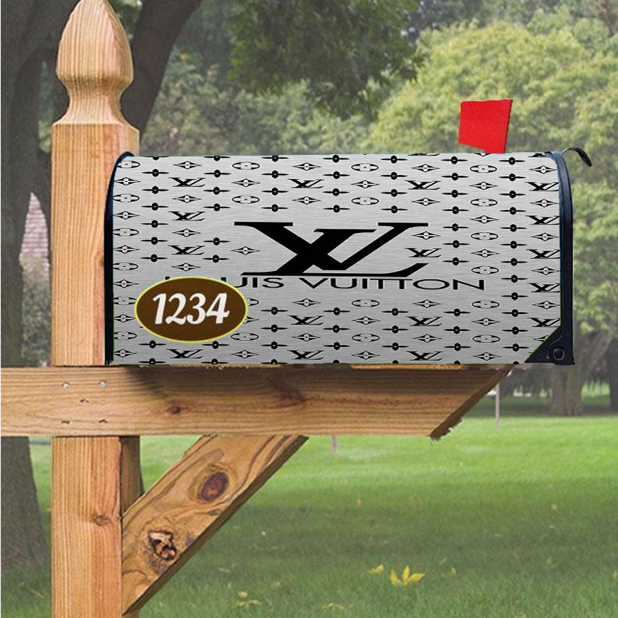 Louis Vuitton Logo Silver Magnetic Mailbox Cover 18" x 21" Outdoor Decor