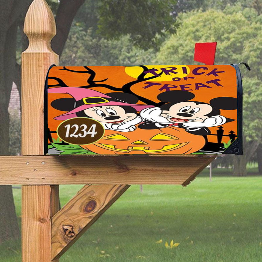 Trick Or Treat Mickey And Minnie Magnetic Mailbox Cover 18" x 21" Outdoor Decor