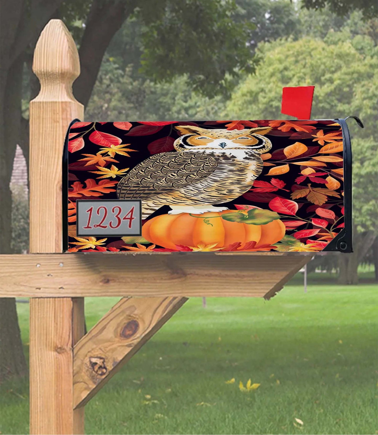 Harvest Owl Fall Mailbox Cover