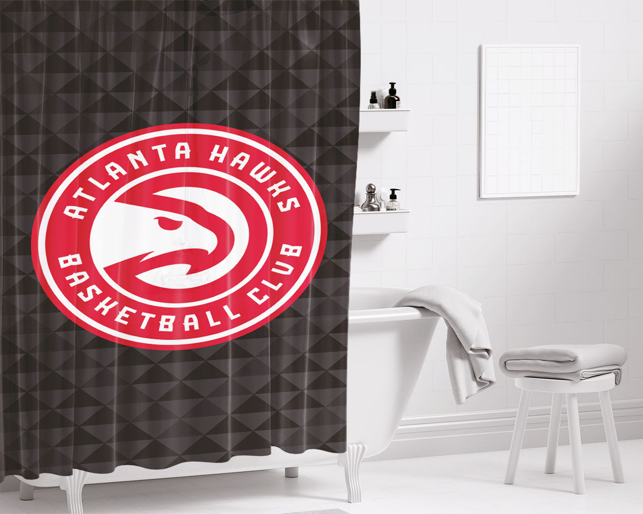 nba atlanta hawks logo black wallpapers Bathroom Shower Curtain Fabric Waterproof | 66 X 72 Inch