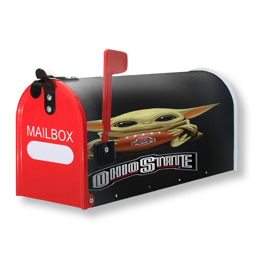 Baby Yoda Hug Ohio State Buckeyes Mandalorian Magnetic Mailbox Cover - 18.0" x 21.0"